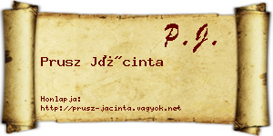 Prusz Jácinta névjegykártya